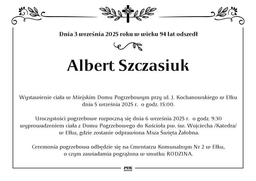 Albert Szczasiuk - nekrolog